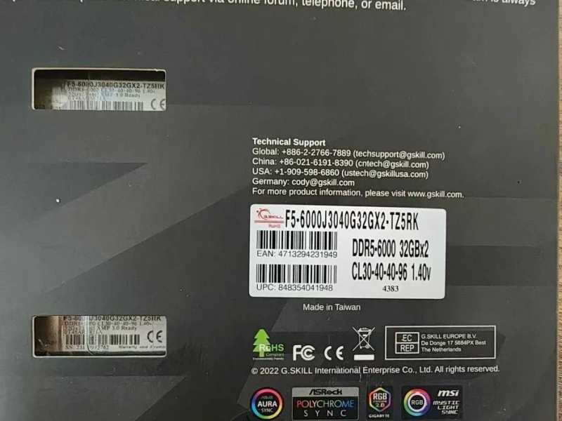 Нове/ГАРАНТІЯ | Оперативна пам'ять DDR5 64GB (2x32GB) 6000/CL30 G.SKILL Trident Z5 RGB Black (F5-6000J3040G32GX2-TZ5RK) — фото 2