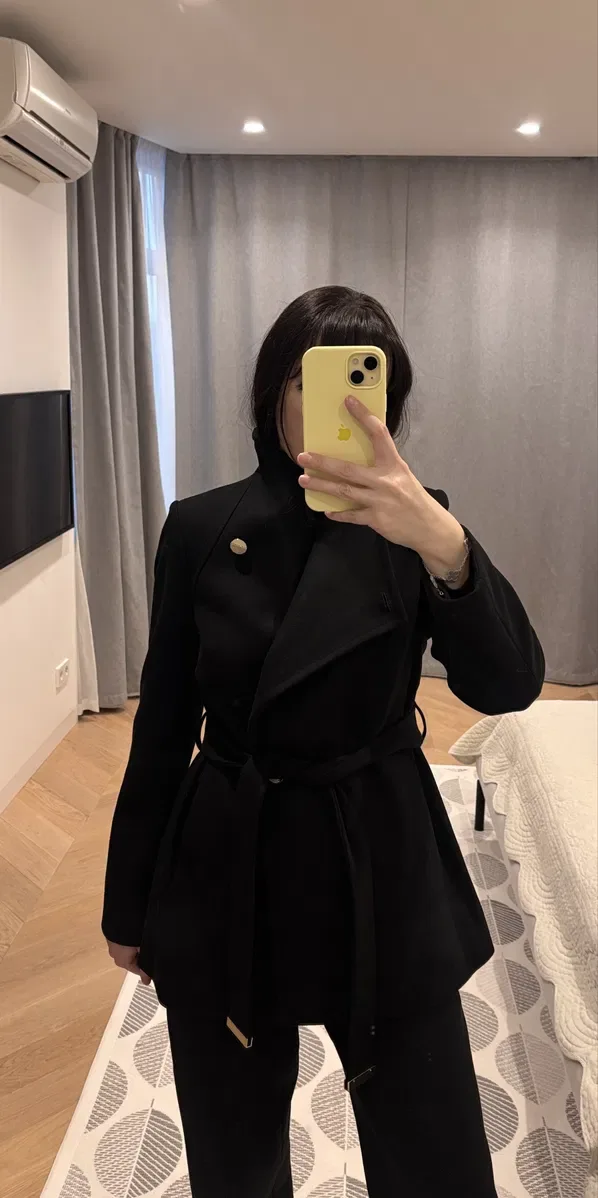Нове коротке пальто ted baker чорне вовна с-м — фото 3