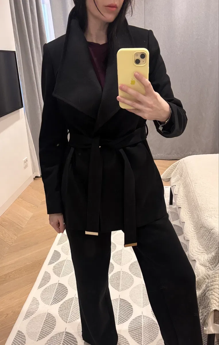 Нове коротке пальто ted baker чорне вовна с-м — фото 4