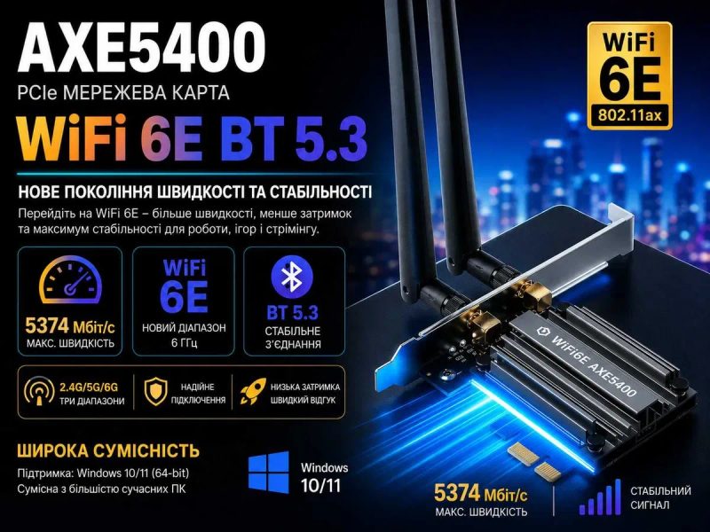 Нові адаптери Wi-Fi 5 та Wi-Fi 6 (2.4GHz / 5GHz) + Bluetooth (PCI-E та USB) — фото 6