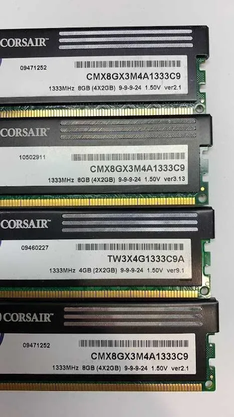 Оперативная память 8Gb kit (4x2Gb) Corsair DDR3 1333MHz PC3-10600 бу — фото 2