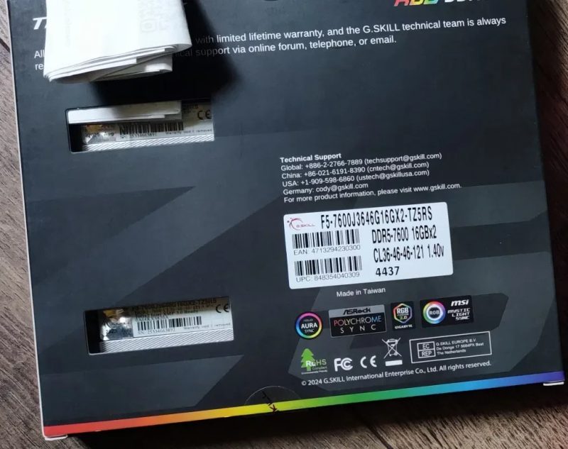 Оперативная память G.Skill 32 GB (2x16GB) DDR5 7600 MHz Trident Z5 RGB — фото 2