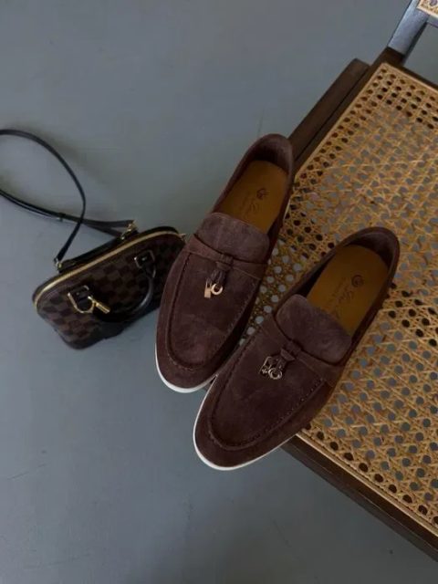 оригинал Loro Piana лоферы коричневые розовые бежевые женские