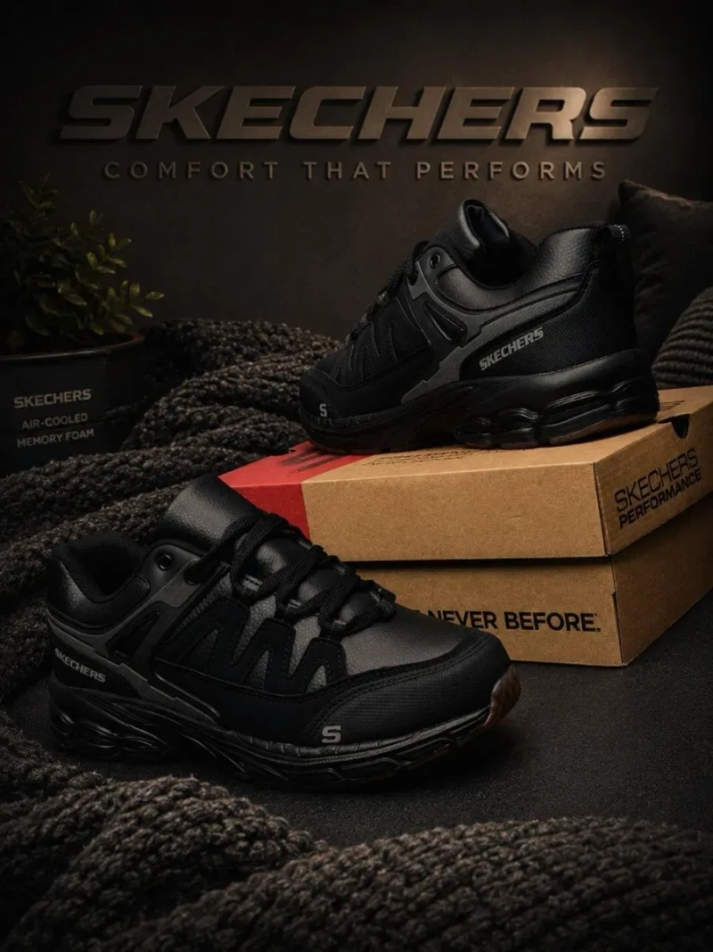 Осень 2026!! Мужские кросовки скетчерс кожаные ! Skechers черные ! Стильные мужские красовки на осень — фото 4