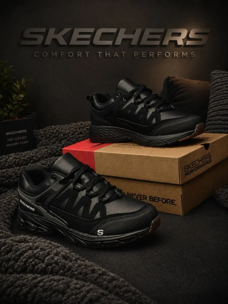 Осень 2026!! Мужские кросовки скетчерс кожаные ! Skechers черные ! Стильные мужские красовки на осень — фото 5