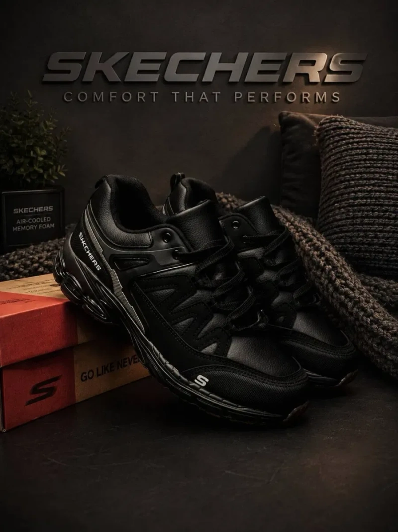 Осень 2026!! Мужские кросовки скетчерс кожаные ! Skechers черные ! Стильные мужские красовки на осень — фото 6