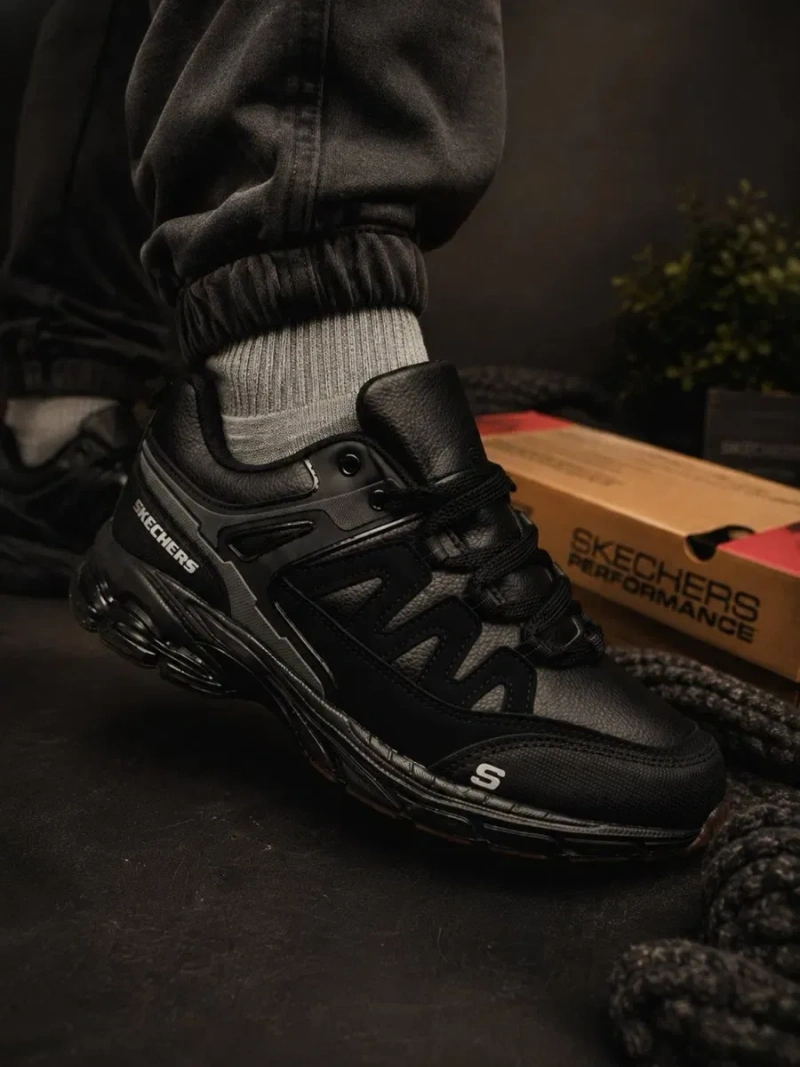 Осень 2026!! Мужские кросовки скетчерс кожаные ! Skechers черные ! Стильные мужские красовки на осень — фото 8