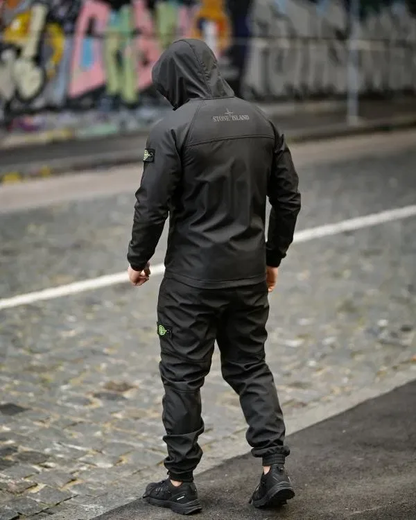 Осінь - зима костюм Stone Island grot 4 / чорний Softshell чоловічий костюм зима осінь на флісовій підкладці теплий / софтшел Stone Island чорний — фото 2