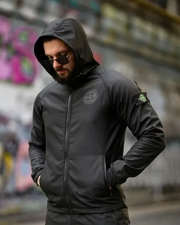 Осінь - зима костюм Stone Island grot 4 / чорний Softshell чоловічий костюм зима осінь на флісовій підкладці теплий / софтшел Stone Island чорний — фото 6