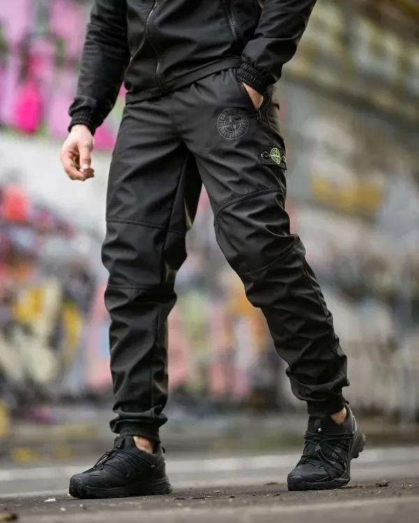 Осінь - зима костюм Stone Island grot 4 / чорний Softshell чоловічий костюм зима осінь на флісовій підкладці теплий / софтшел Stone Island чорний — фото 7