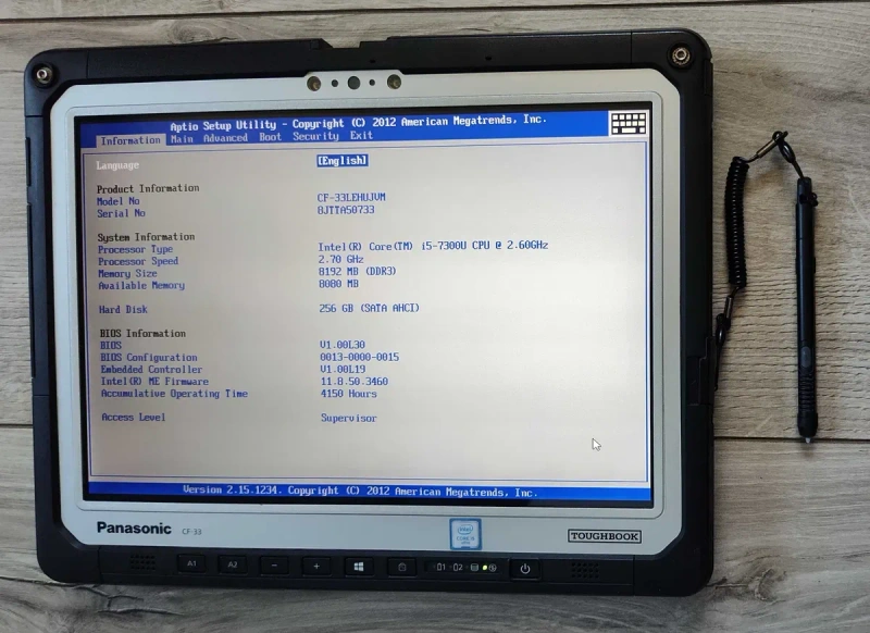 Panasonic CF-33 MK1 12" 2K IPS Touch i5-7300u/8 GB/SSD 256Gb/LTE(4G)/GPS/4h — фото 4