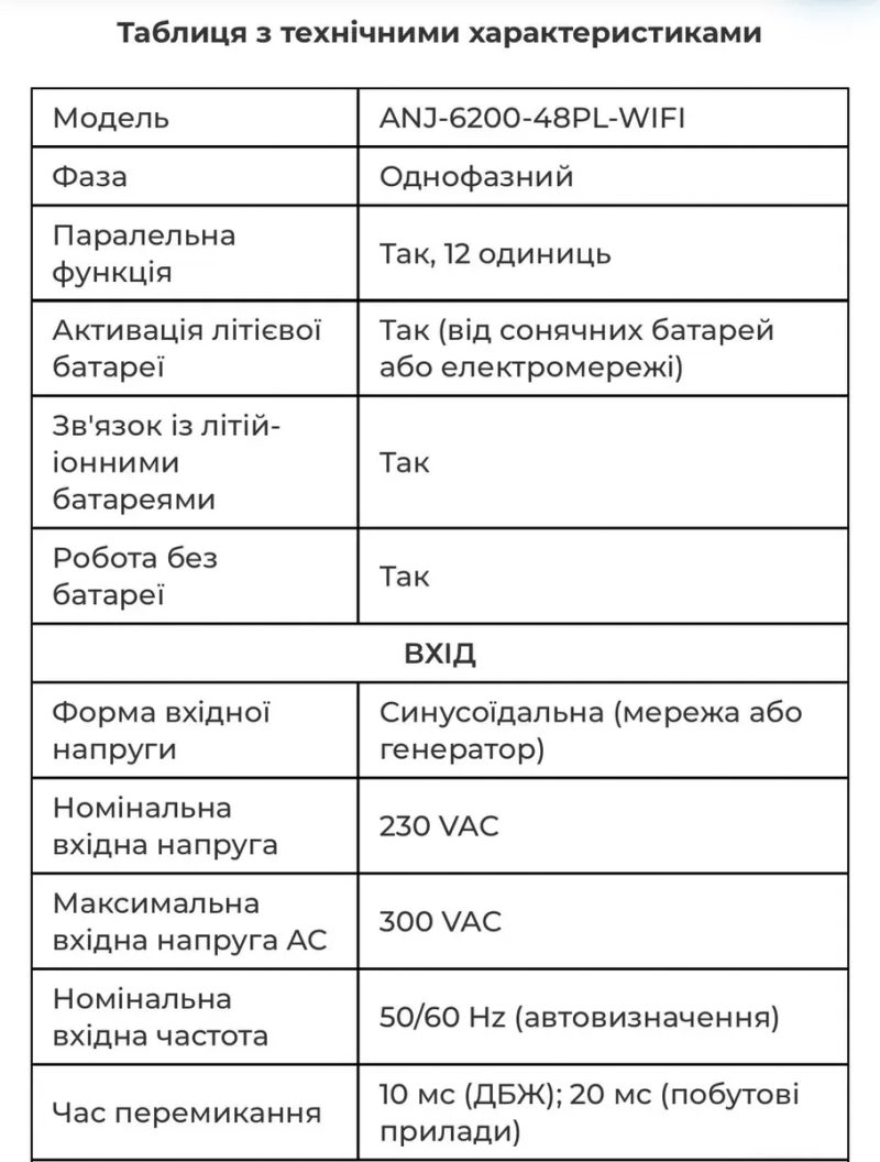 "Паралельний" Anenji 6.2KW 48V ANJ-6200KW-48PL-WIFI — фото 4