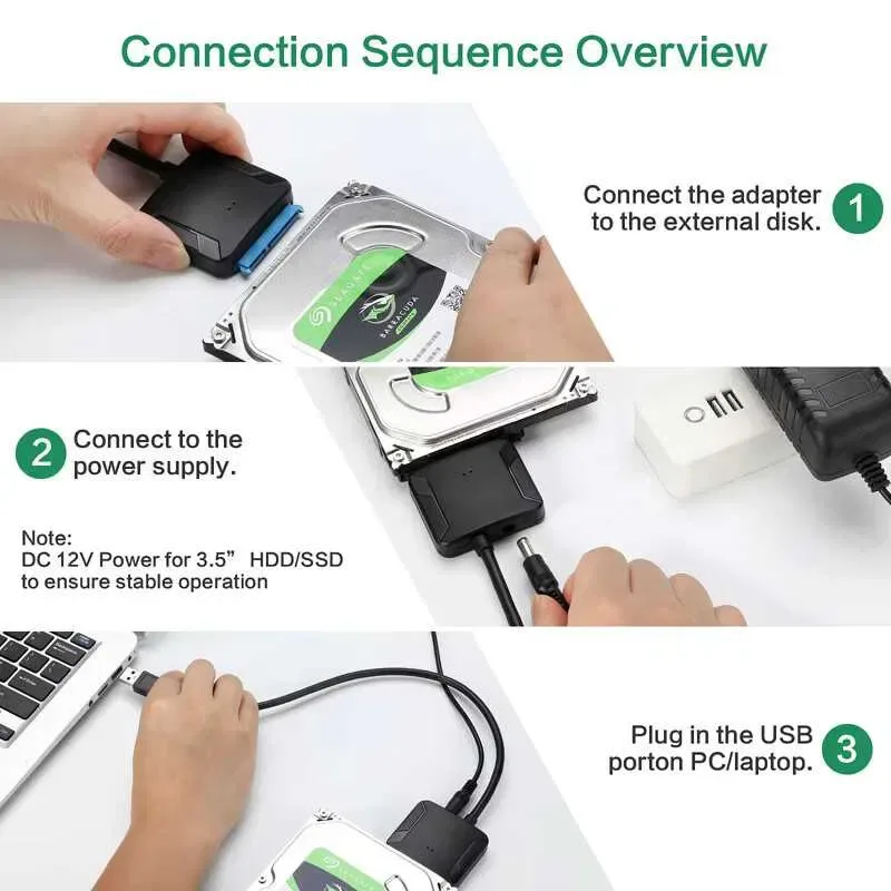 Перехідник SATA на USB для HDD та SSD. Кабель для підключення SATA — фото 5