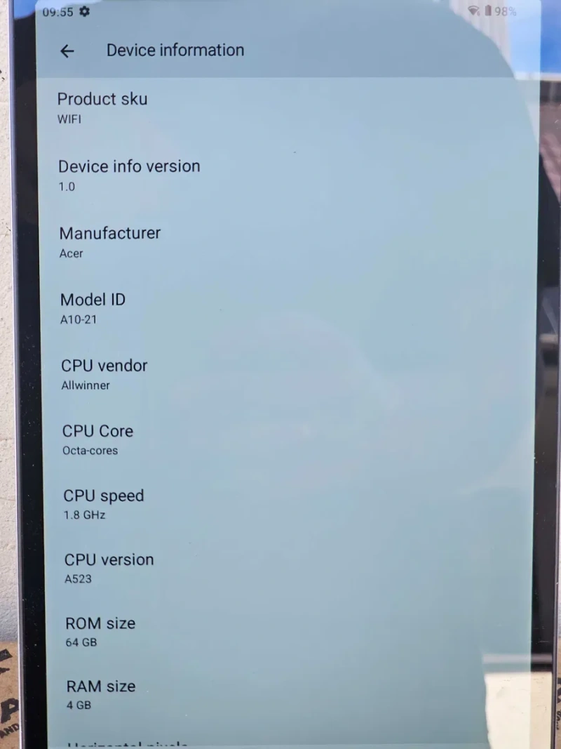Планшет Acer Iconia Tam A10 4/64Gb Android 14 / WIFi — фото 5