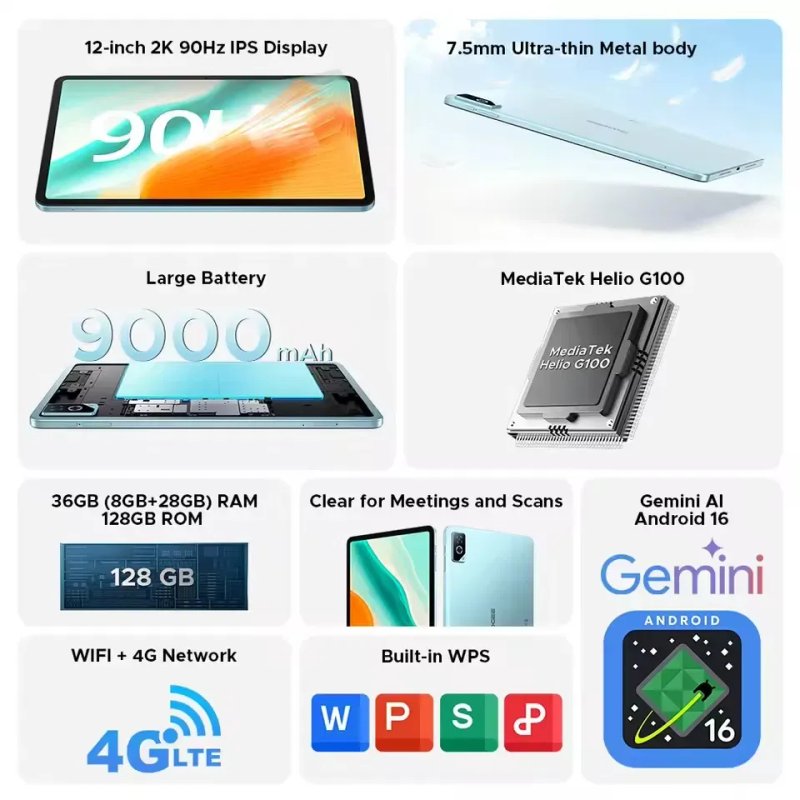 Планшет DOOGEE Tab G6 Pro,36/128, Android 16, два динаміки, 12-дюймовий — фото 7