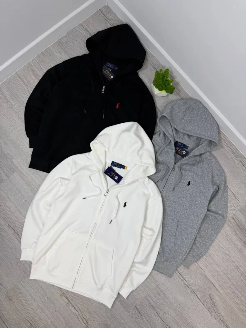Polo Ralph Lauren худі на блискавці з капюшоном | Чоловіче худі |  Поло Ральф Лаурен чорна/сіра/біла чоловіча | Олімпі — фото 2
