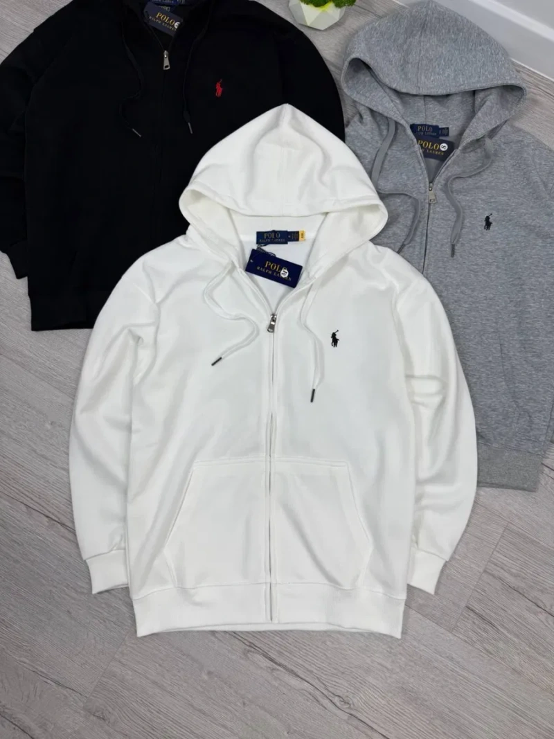 Polo Ralph Lauren худі на блискавці з капюшоном | Чоловіче худі |  Поло Ральф Лаурен чорна/сіра/біла чоловіча | Олімпі — фото 4