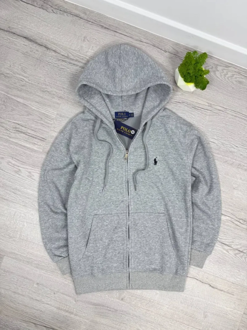 Polo Ralph Lauren худі на блискавці з капюшоном | Чоловіче худі |  Поло Ральф Лаурен чорна/сіра/біла чоловіча | Олімпі — фото 5