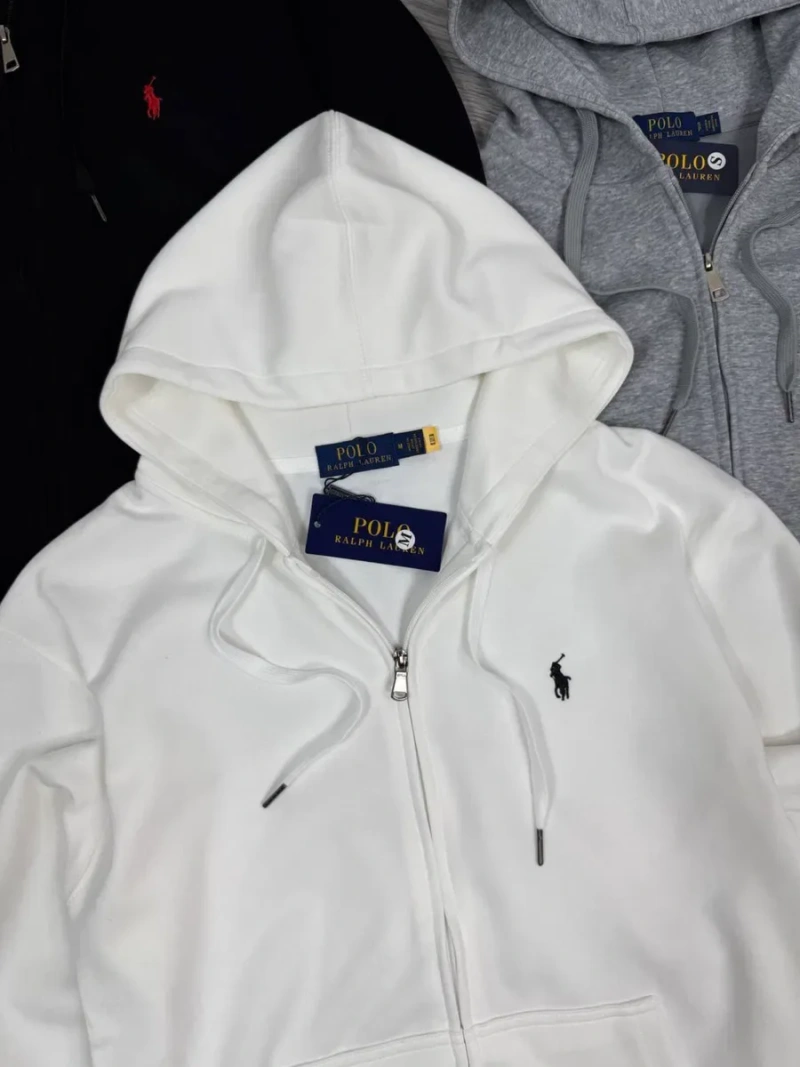 Polo Ralph Lauren худі на блискавці з капюшоном | Чоловіче худі |  Поло Ральф Лаурен чорна/сіра/біла чоловіча | Олімпі — фото 6