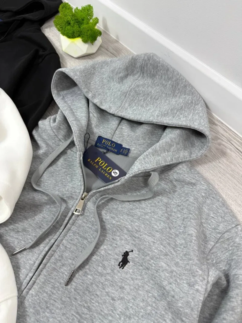 Polo Ralph Lauren худі на блискавці з капюшоном | Чоловіче худі |  Поло Ральф Лаурен чорна/сіра/біла чоловіча | Олімпі — фото 8