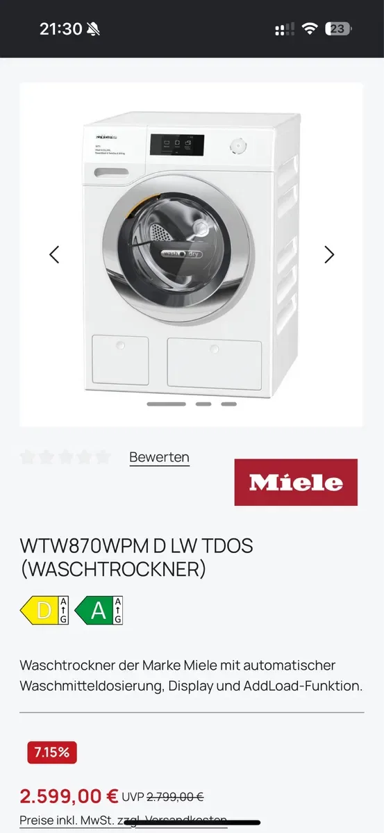 Пральна + Сушильна машинка Miele WTW870WPM — фото 6