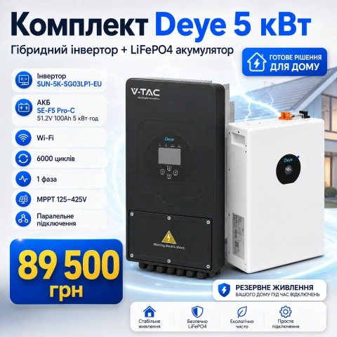 Продам готовий комплект резервного живлення Deye для будинку квартири офісу магазин