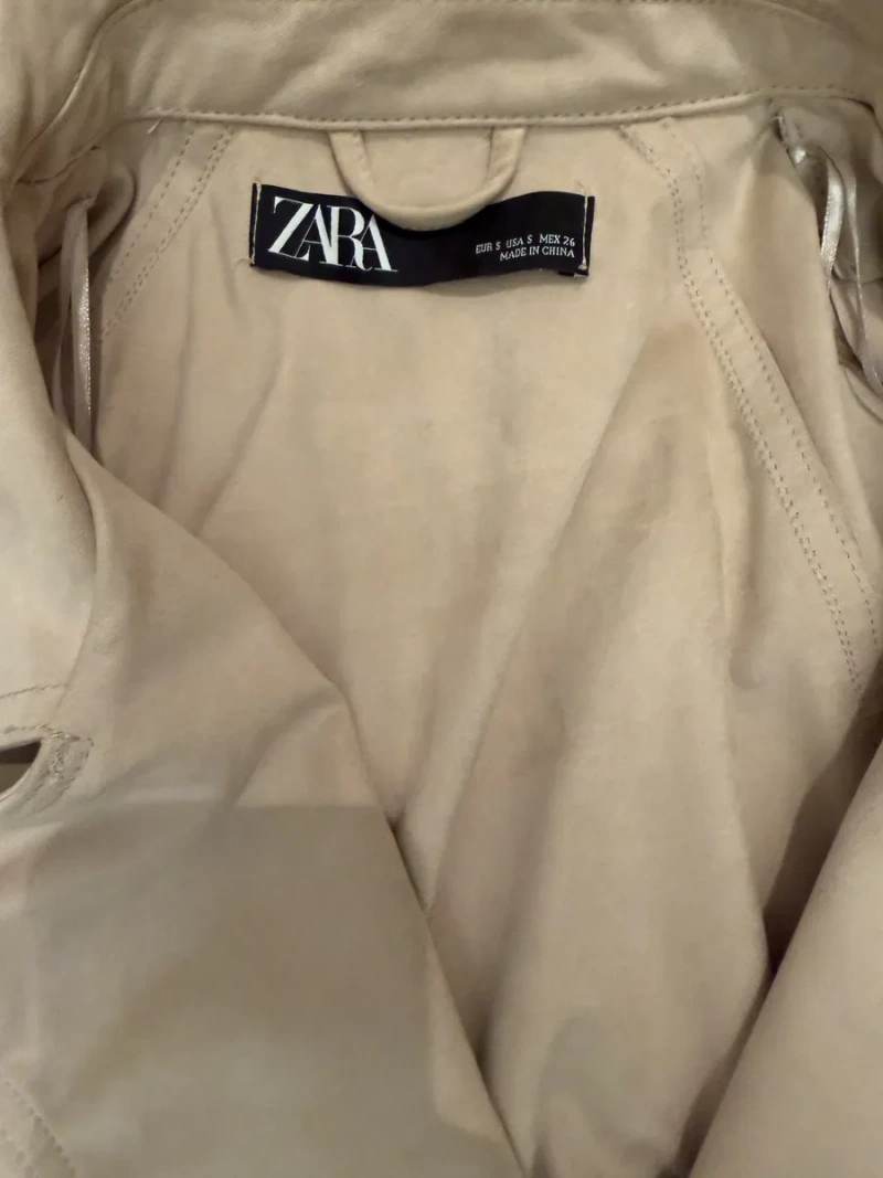 Продам женский плащ Zara . замш беж покупался в Европе — фото 3