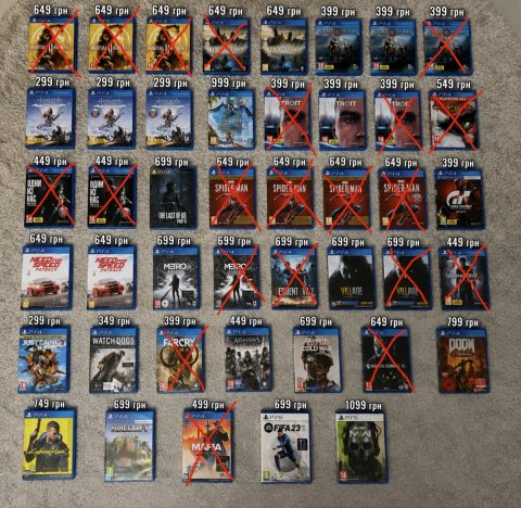 PS4/PS5 ігри / Диски ПС4/ПС5 — God of War, The Last of Us , Call Of Duty, cyberpunk, Minecraft, Doom, FIFA 23, Metro, Need For Speed, Horizon