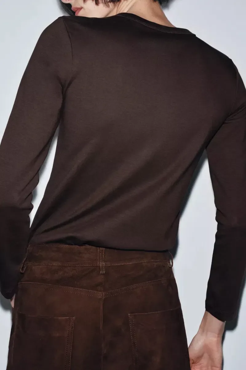 Реглан шоколадний лонгслів джемпер кофта zara зара — фото 5