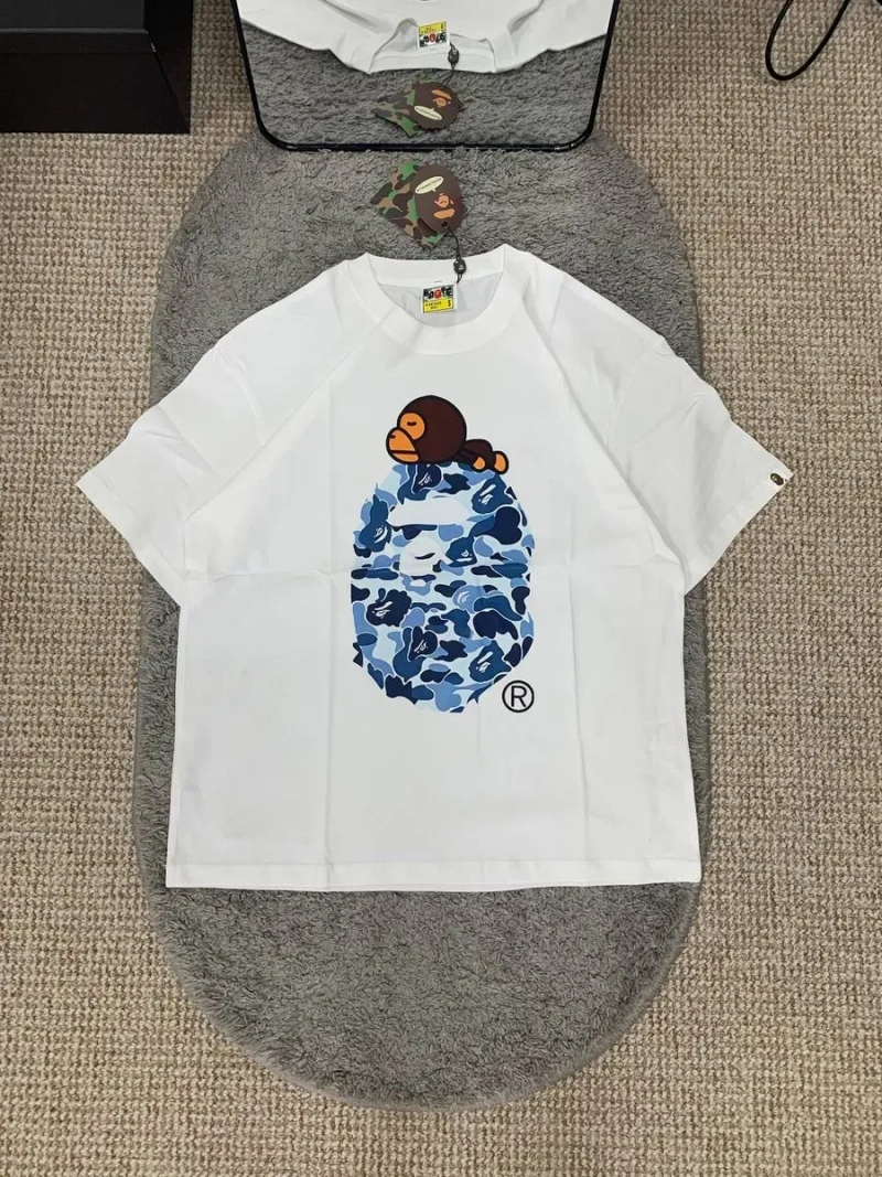 ‼️РОЗПРОДАЖ‼️ Футболка Bape | Біла, синя, біла-рожева, чорна, синя | Розміри M, L, XL, XXL, XXXL — фото 3