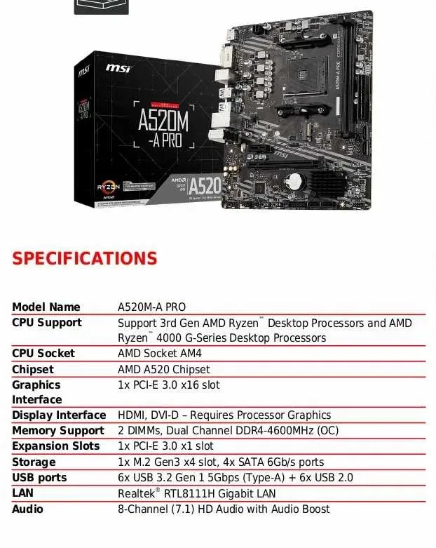 Ryzen 5 5600 MSI A520M DDR4 амд amd райзен 5 am4 — фото 2