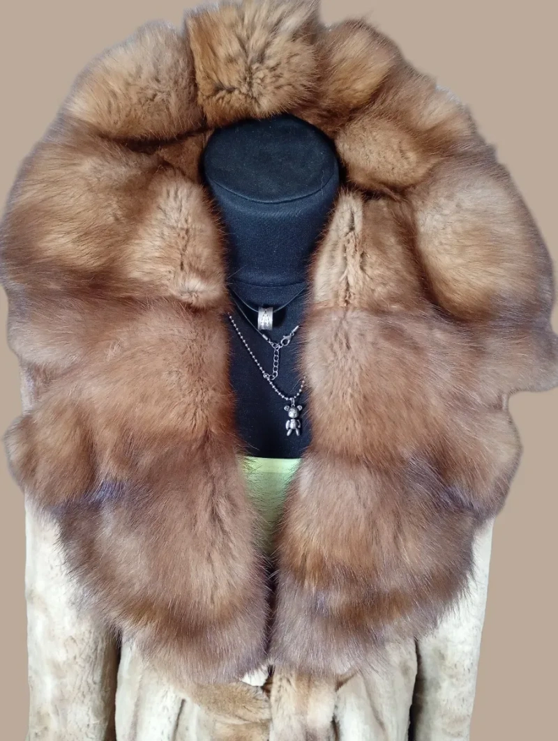 Saga furs.   Дл 105см. Норковая шуба с соболем. Натуральная шуба — фото 2