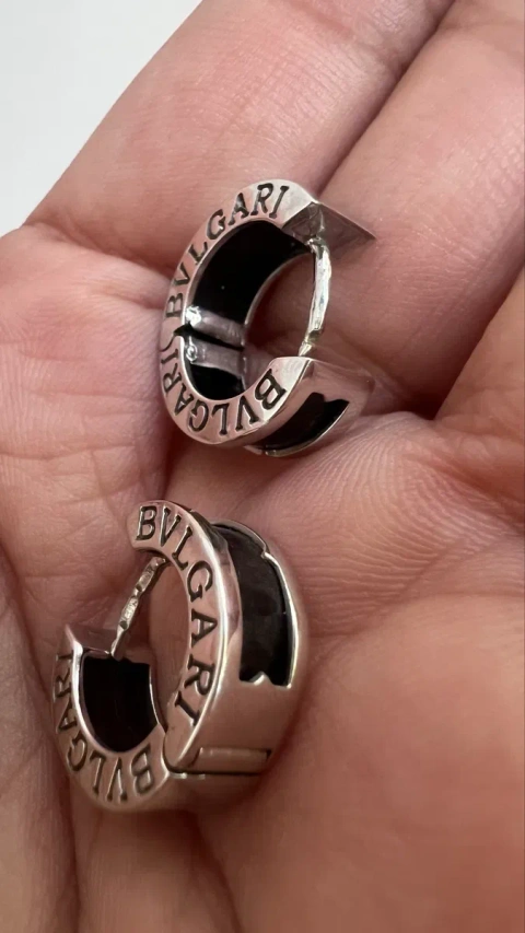 Серьги белое золото 585 оникс Bvlgari вес 7,35