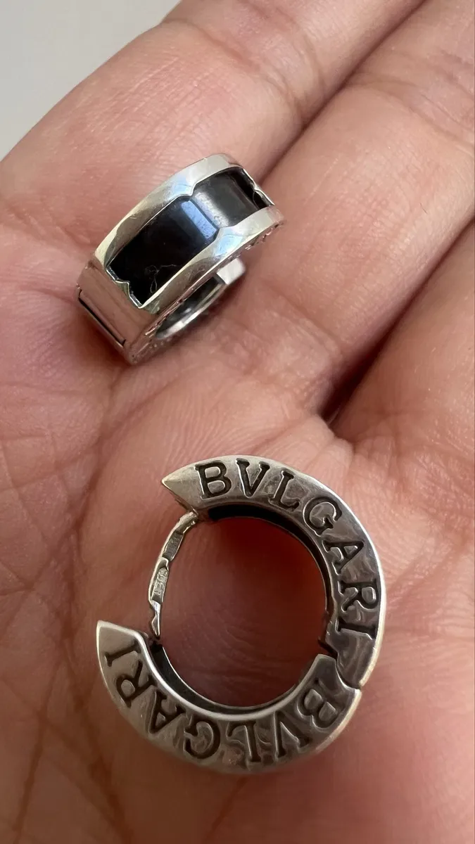 Серьги белое золото 585 оникс Bvlgari вес 7,35 — фото 2