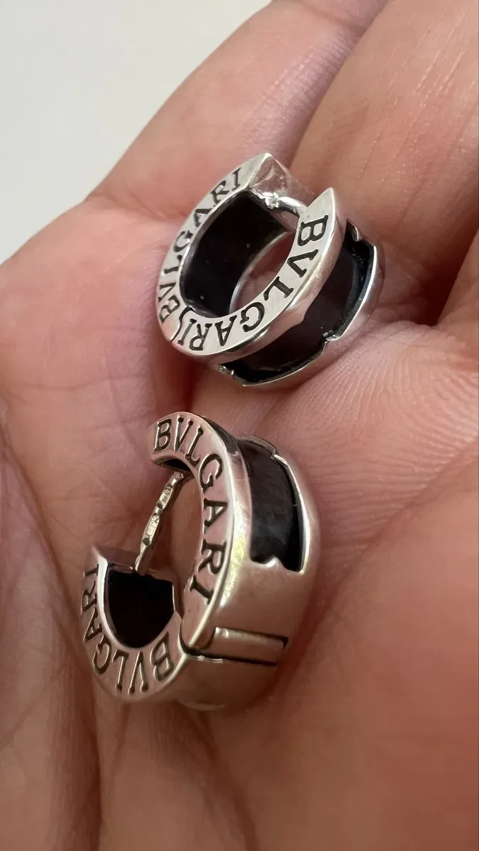 Серьги белое золото 585 оникс Bvlgari вес 7,35 — фото 4