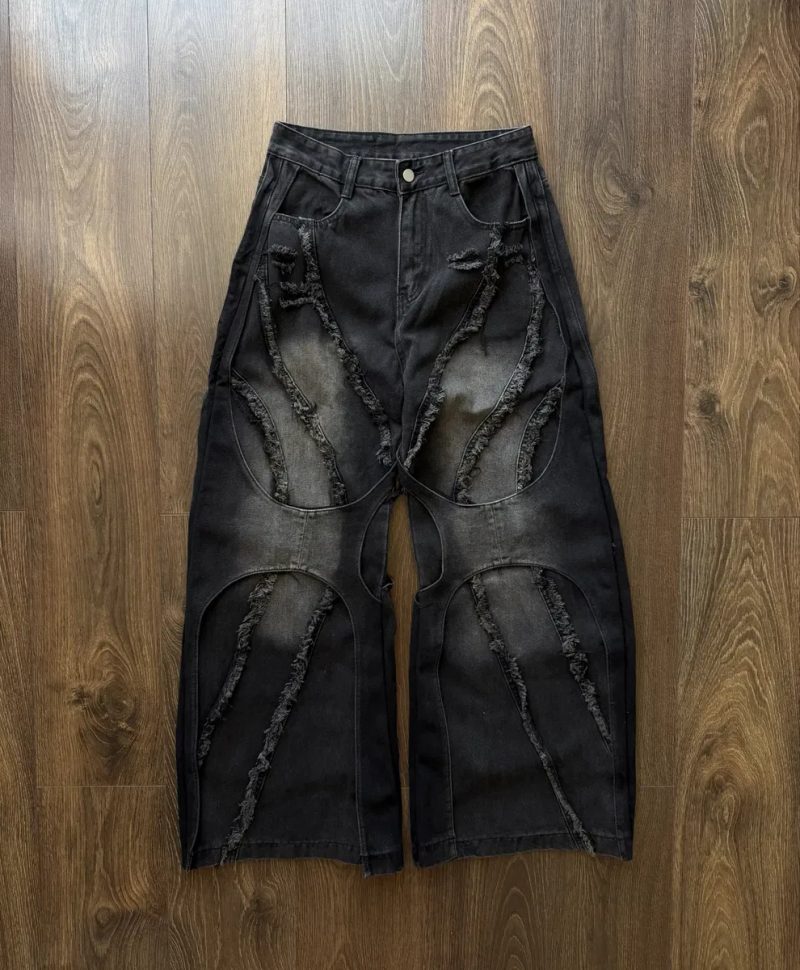 Широкі Джинси Distressed Y2K Jaded London Type Washed Вошед Штани Джинсові Baggy Чорні Wide Leg Skater SK8 Racer Беггі Баггі Широкого крою