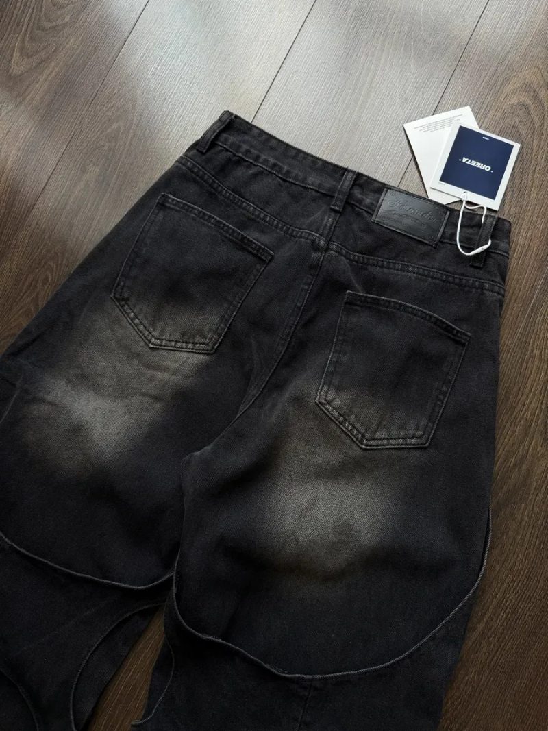 Широкі Джинси Distressed Y2K Jaded London Type Washed Вошед Штани Джинсові Baggy Чорні Wide Leg Skater SK8 Racer Беггі Баггі Широкого крою — фото 4