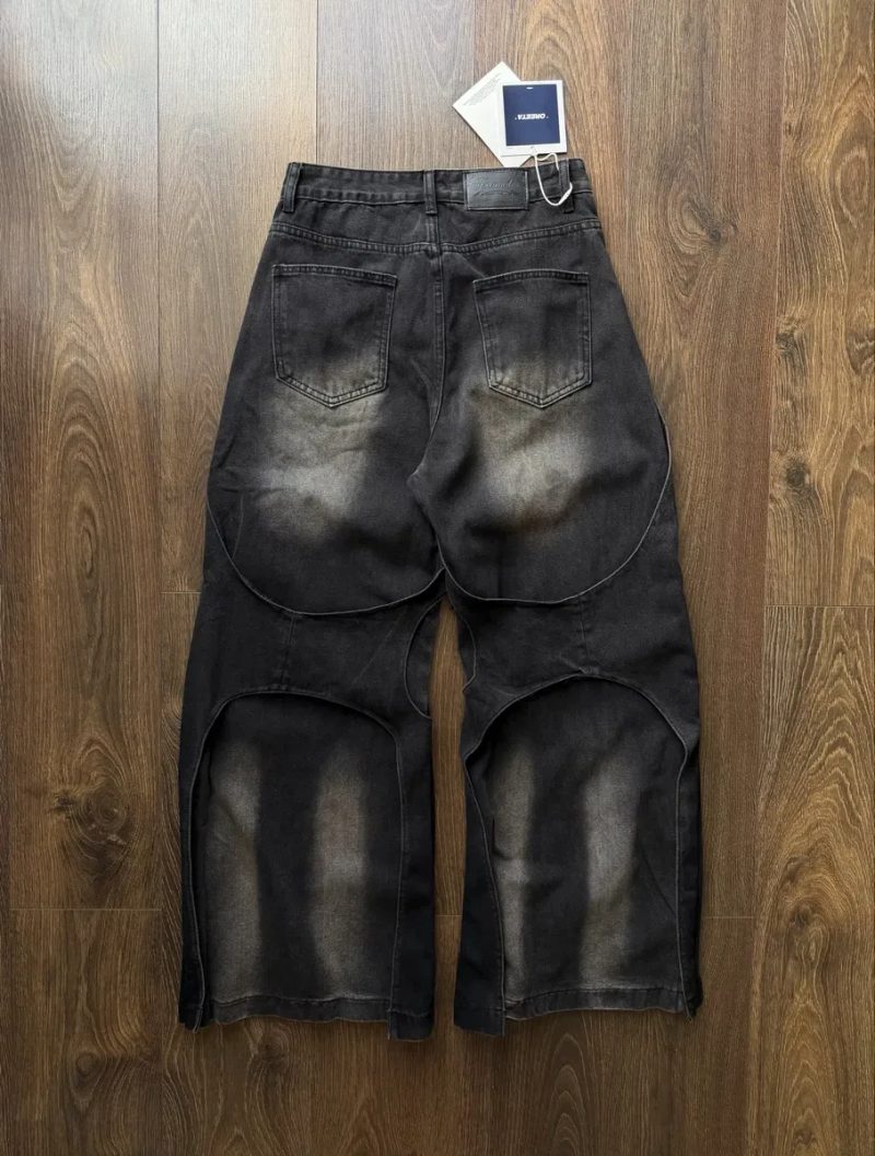 Широкі Джинси Distressed Y2K Jaded London Type Washed Вошед Штани Джинсові Baggy Чорні Wide Leg Skater SK8 Racer Беггі Баггі Широкого крою — фото 5