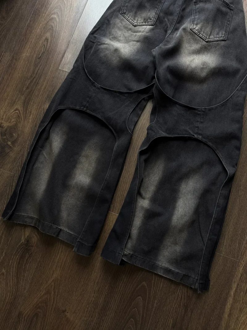 Широкі Джинси Distressed Y2K Jaded London Type Washed Вошед Штани Джинсові Baggy Чорні Wide Leg Skater SK8 Racer Беггі Баггі Широкого крою — фото 6