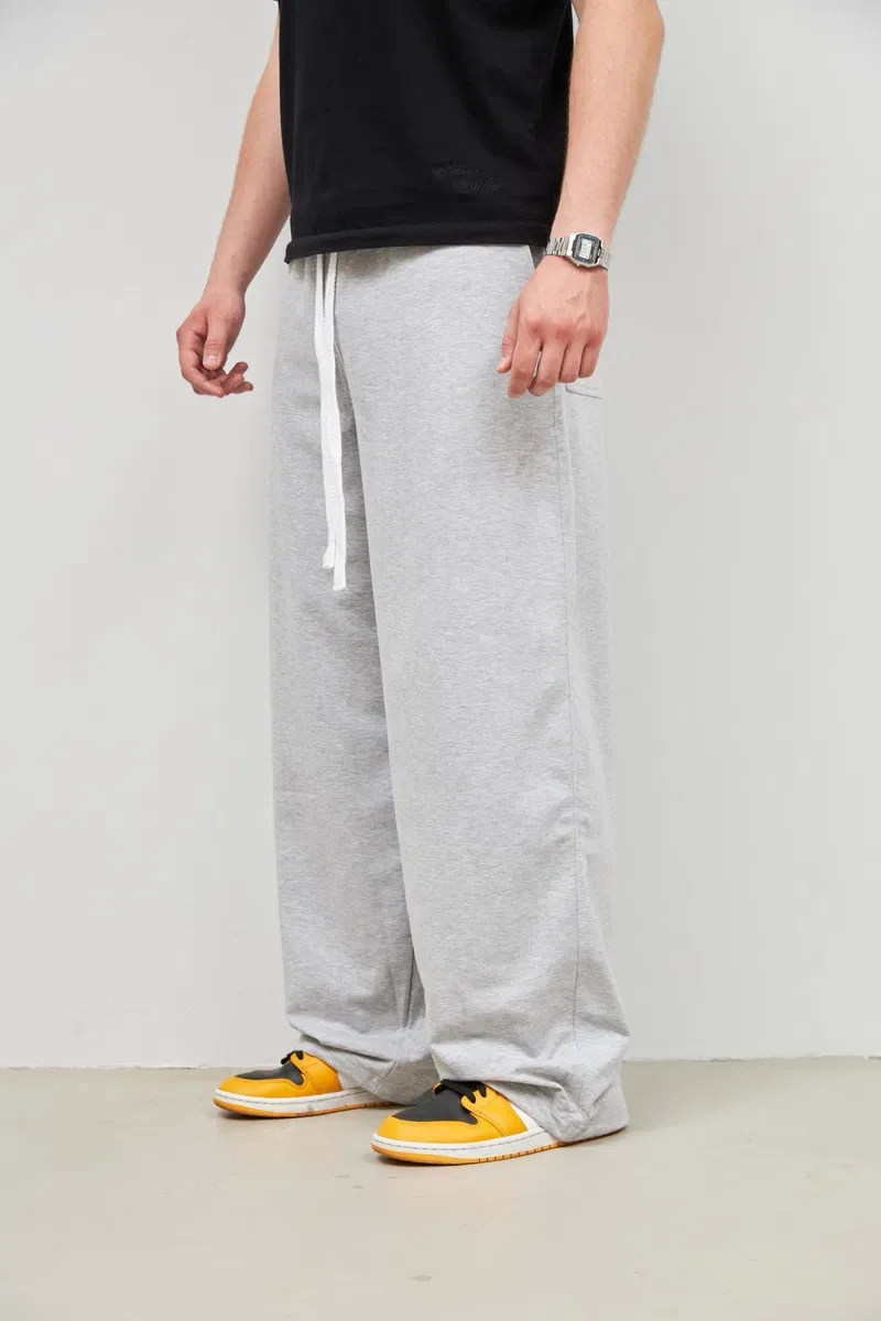 Широкі котонові спортивки BAGGY SWEATPANTS m I xl для залу на утяжках для спортзала черные серые спортивки 100% котон бегги фит gymshark golds gym — фото 2