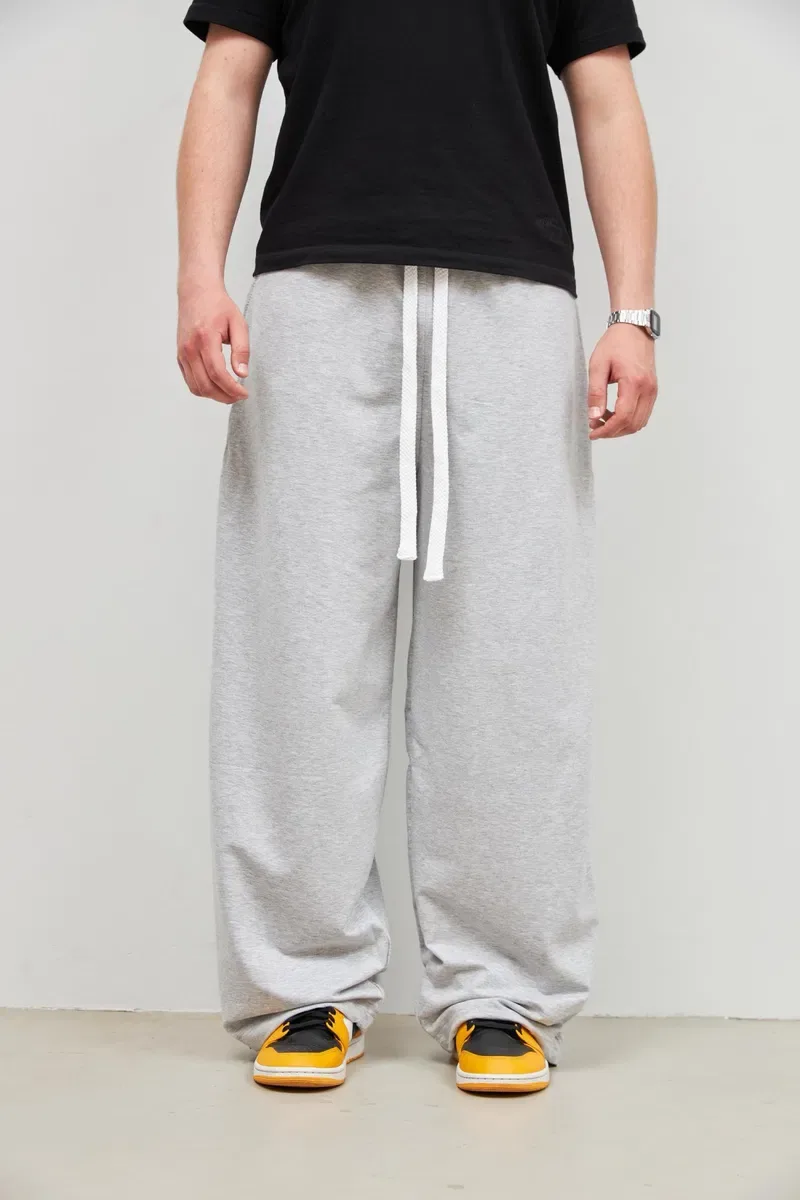 Широкі котонові спортивки BAGGY SWEATPANTS m I xl для залу на утяжках для спортзала черные серые спортивки 100% котон бегги фит gymshark golds gym — фото 4
