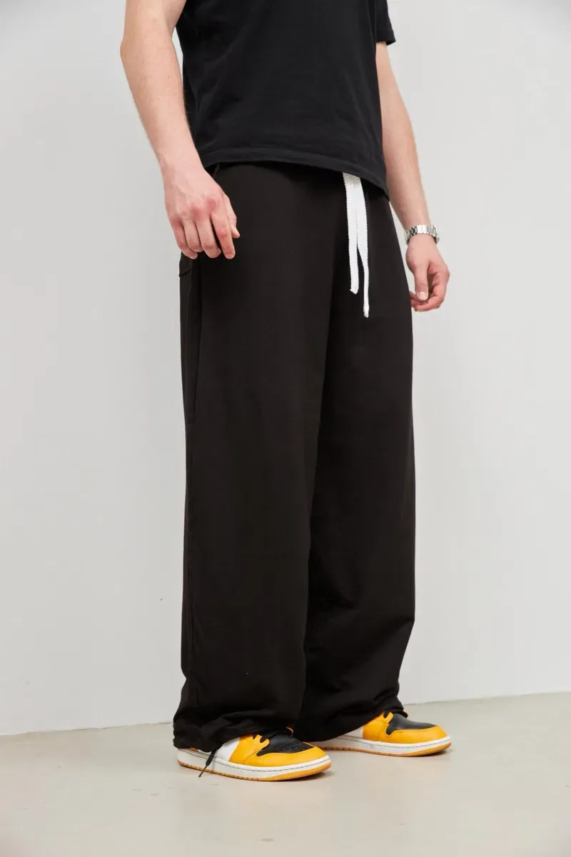 Широкі котонові спортивки BAGGY SWEATPANTS m I xl для залу на утяжках для спортзала черные серые спортивки 100% котон бегги фит gymshark golds gym — фото 5