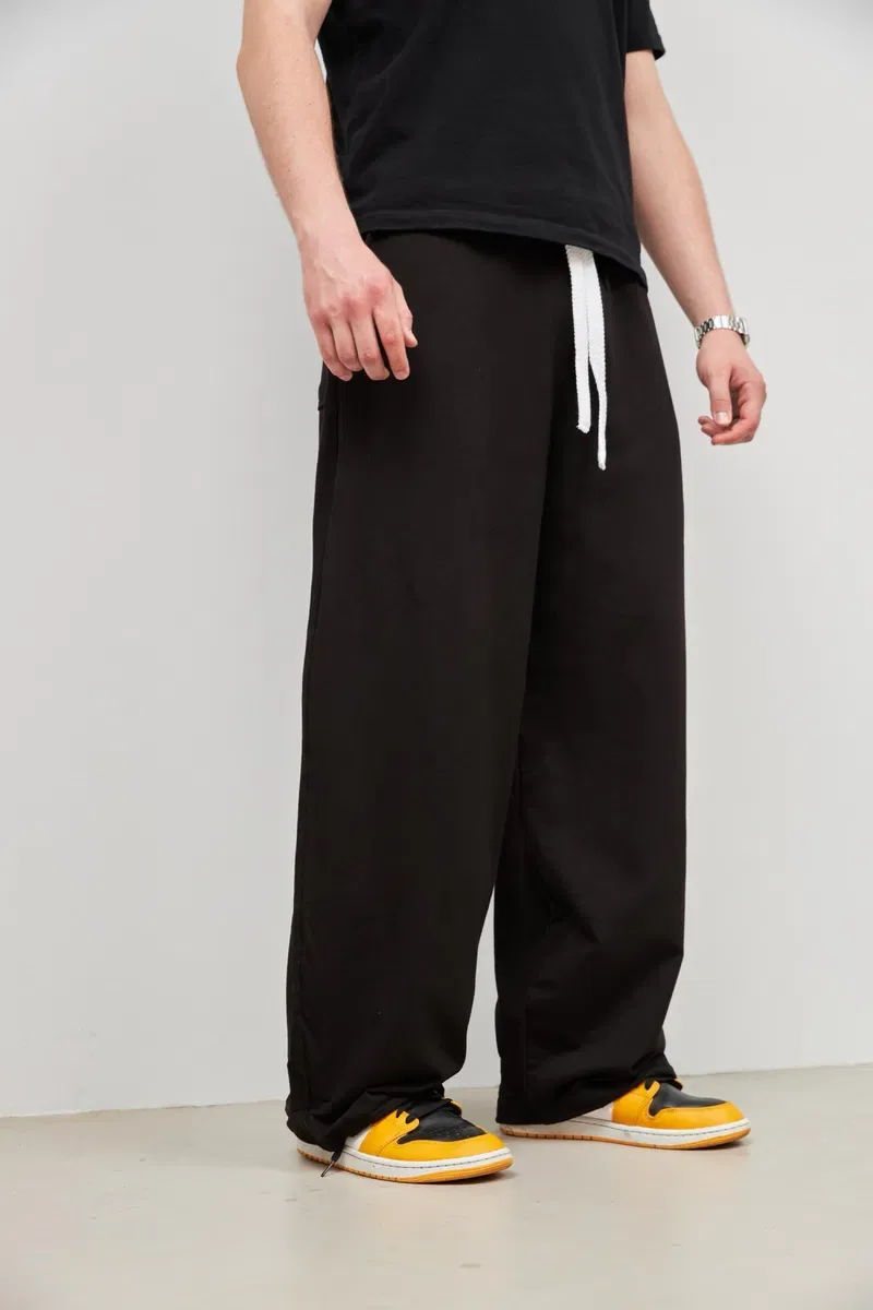 Широкі котонові спортивки BAGGY SWEATPANTS m I xl для залу на утяжках для спортзала черные серые спортивки 100% котон бегги фит gymshark golds gym — фото 8