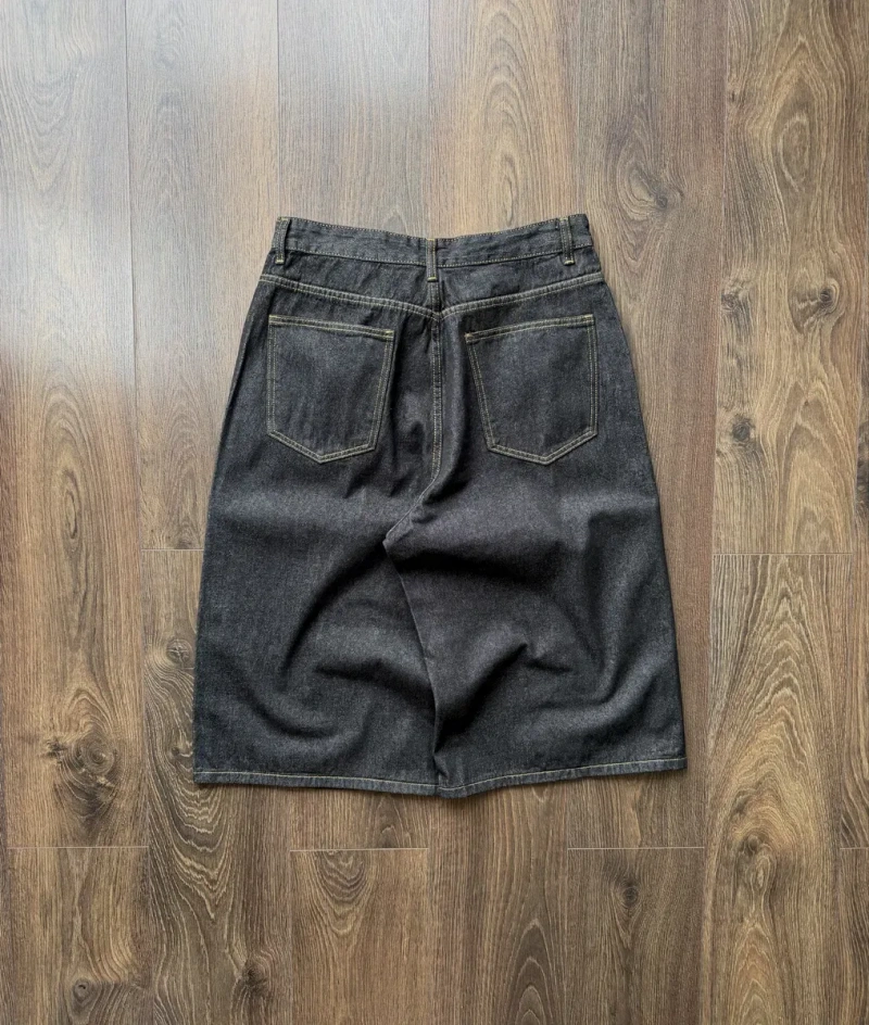Широкі Шорти Джинсові Washed Old Raw Denim Baggy Темні Jaded London Чорні Skater Y2K SK8 Wide ERD Type Flared Фларед Довгі Модні Молодіжні Racer — фото 3