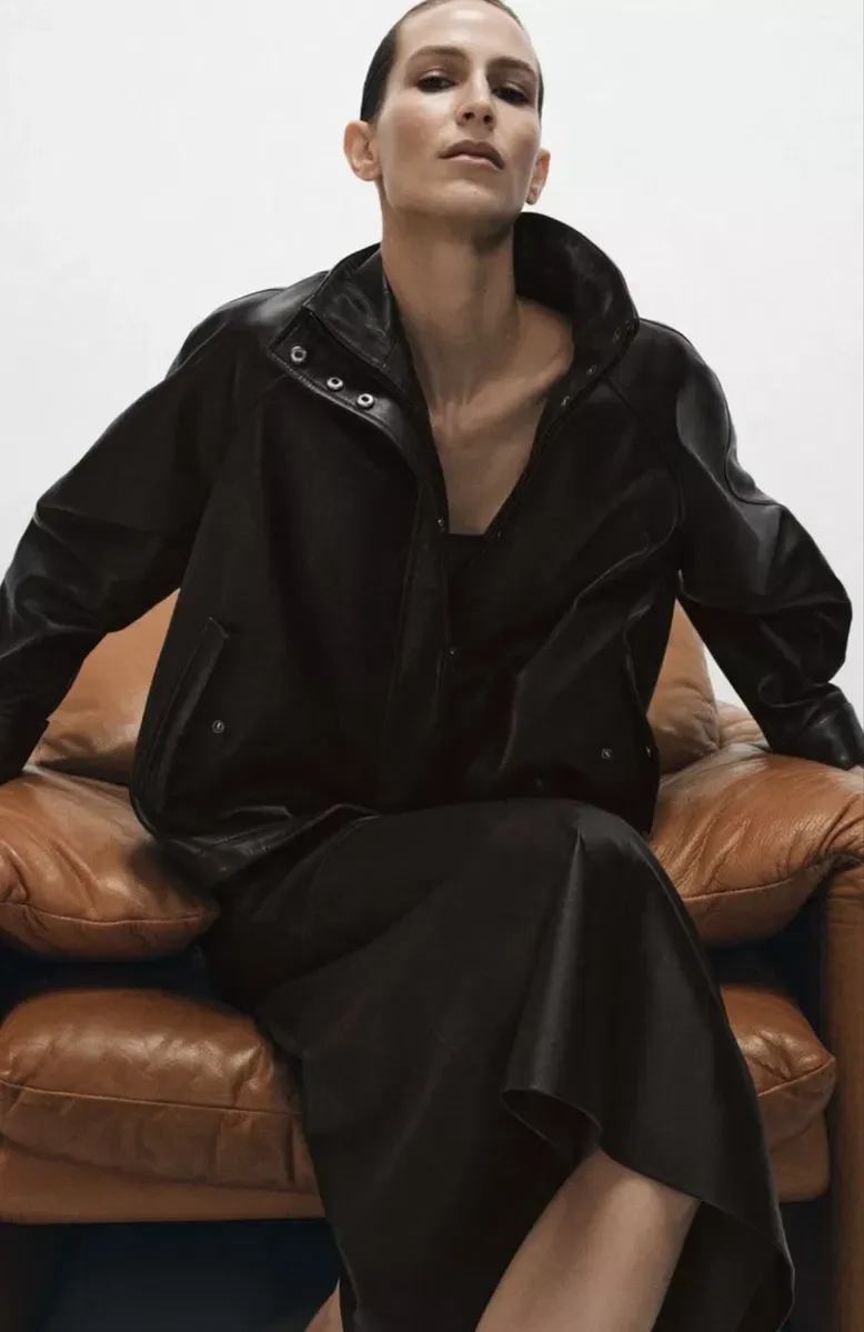 Шкіряна куртка Zara — фото 4