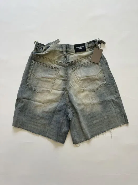 шорты Balenciaga washed blue destress shorts M L — фото 3