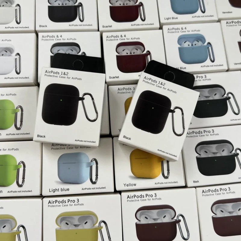 СИЛІКОНОВИЙ ЧОХОЛ для AirPods 1/2/3/4 / PRO | Soft-touch силікон + Карабін | ВЕЛИКА НАЯВНІСТЬ КОЛЬОРІВ | ПРЕМІУМ ЯКІСТЬ | НОВІ !!! — фото 2