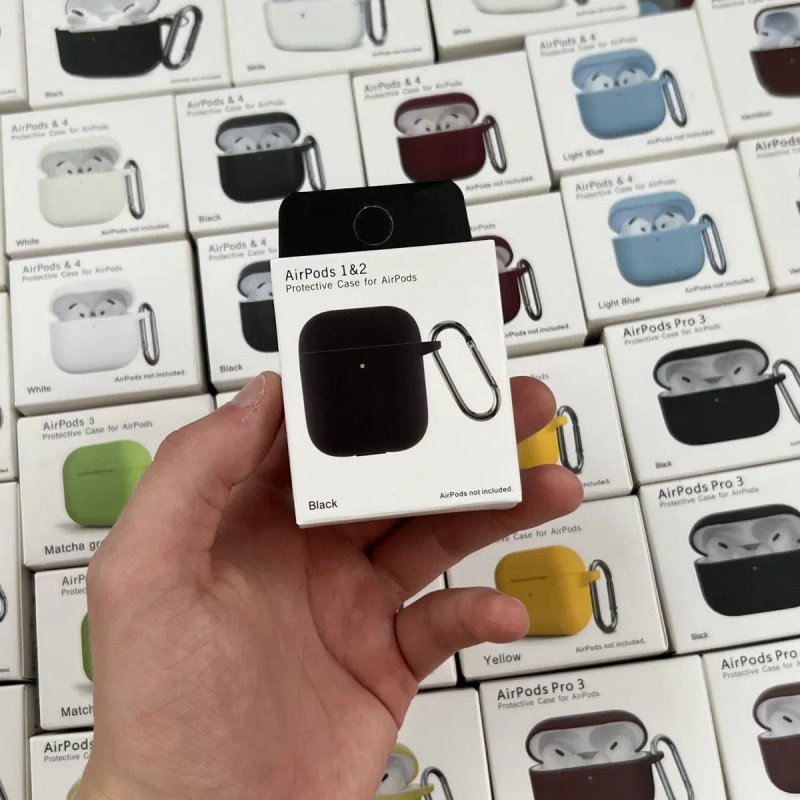 СИЛІКОНОВИЙ ЧОХОЛ для AirPods 1/2/3/4 / PRO | Soft-touch силікон + Карабін | ВЕЛИКА НАЯВНІСТЬ КОЛЬОРІВ | ПРЕМІУМ ЯКІСТЬ | НОВІ !!! — фото 5
