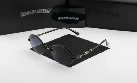 Сонцезахисні окуляри Chrome Hearts NEW 2026 | UV400 | безоправні | овальна лінза | футляр в комплекті | металева оправа