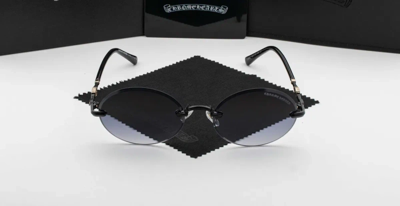 Сонцезахисні окуляри Chrome Hearts NEW 2026 | UV400 | безоправні | овальна лінза | футляр в комплекті | металева оправа — фото 2